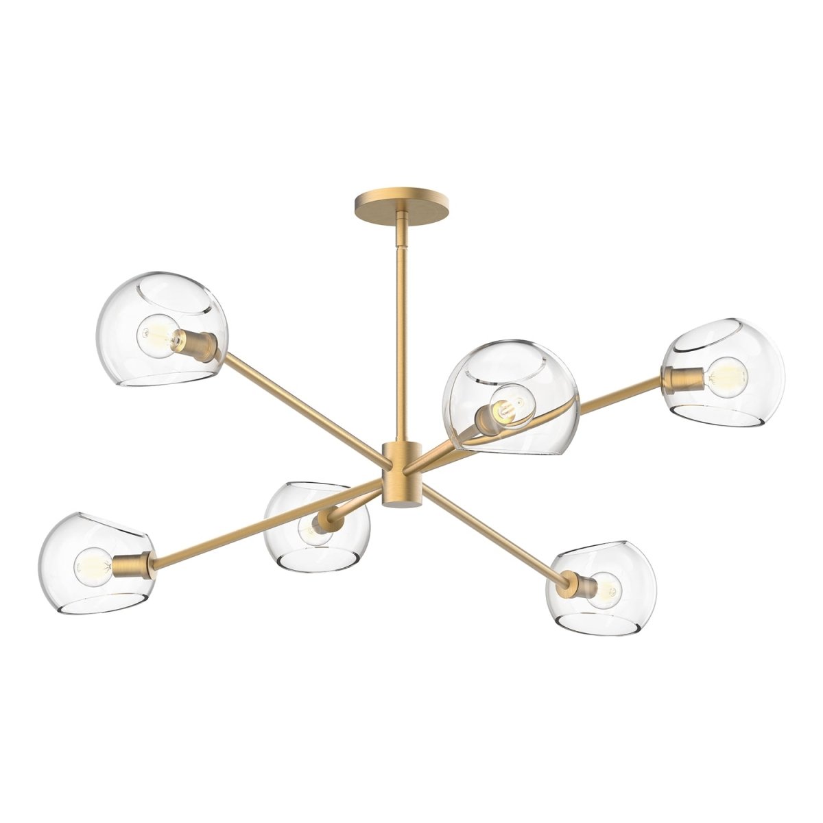 Chandelier Willow - Gold / verre clair brossé 37" by Alora Lighting | Luminaires & cie