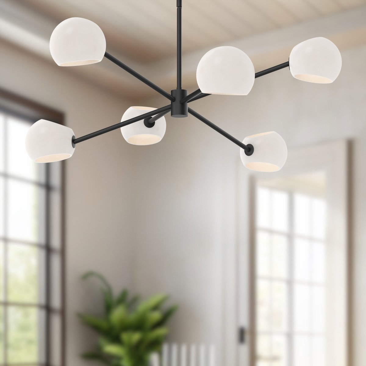 Chandelier Willow - Verre mate mat / opale mate 37" by Alora Lighting | Luminaires & cie