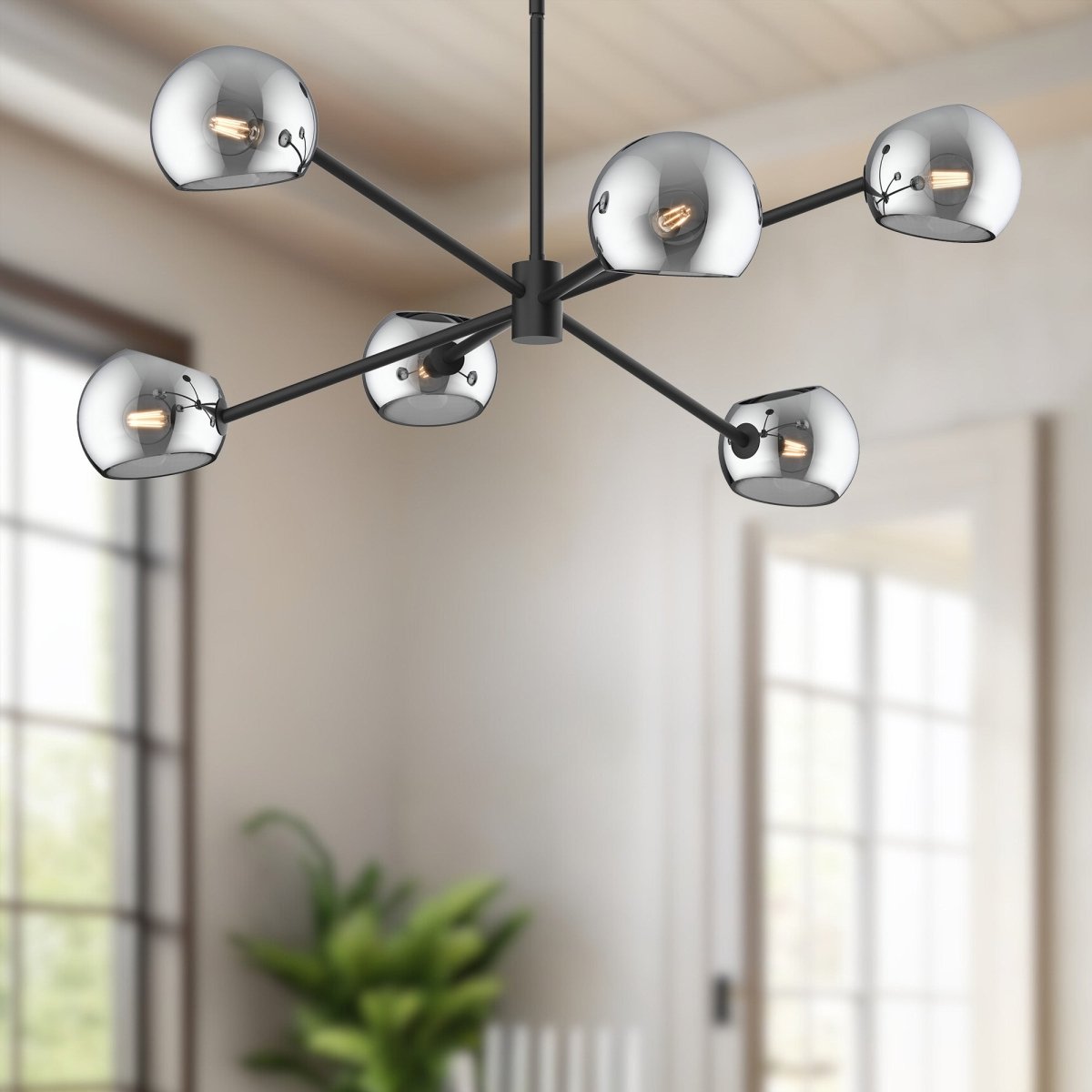Chandelier Willow - Verre massif noir / fumé 37" by Alora Lighting | Luminaires & cie