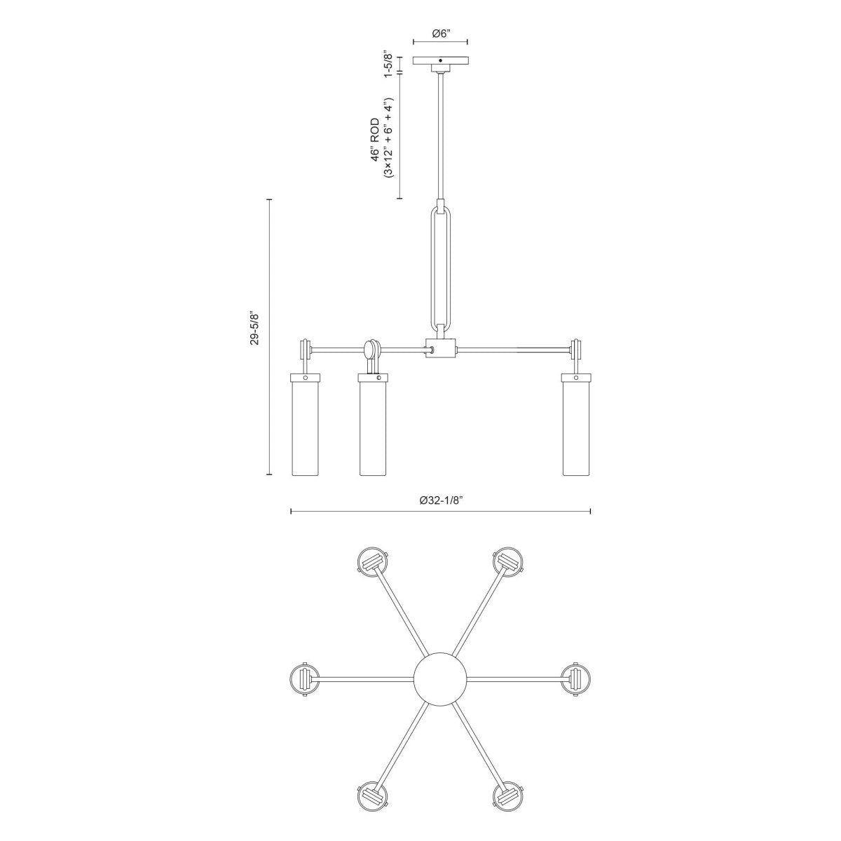 Chandelier Wynwood - Bronze urbain / opale brillante by Alora Lighting | Luminaires & cie