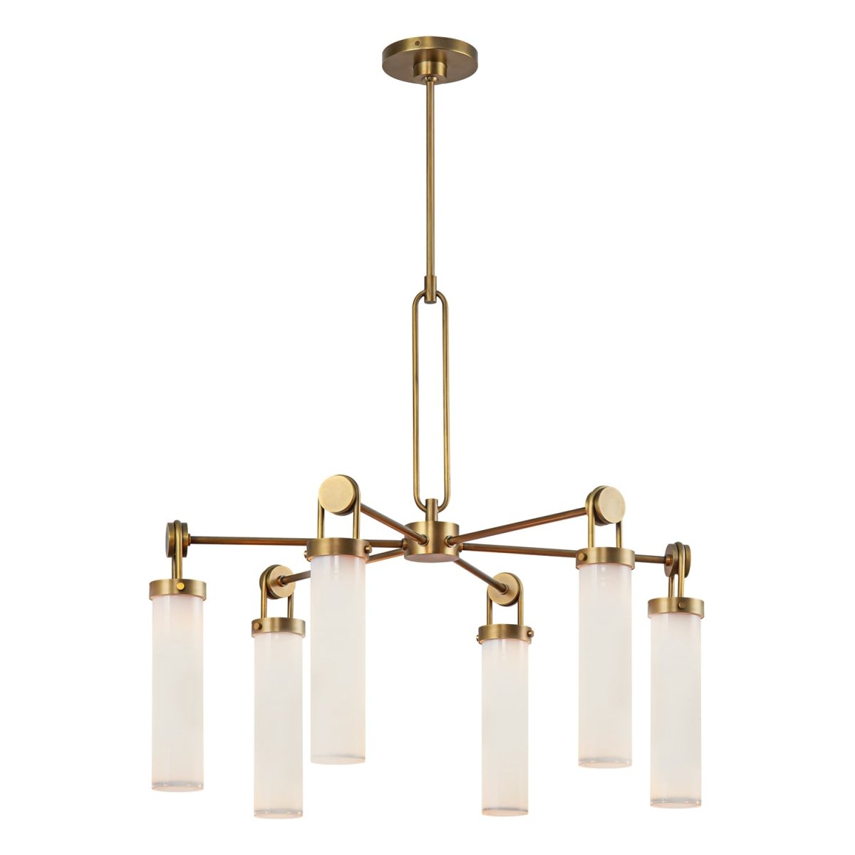 Chandelier Wynwood - Opale en laiton / brillant vintage by Alora Lighting | Luminaires & cie