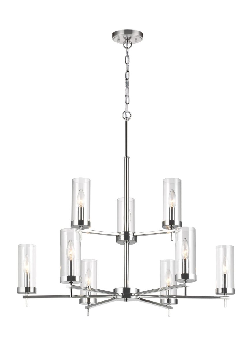 Chandelier Zire - Chrome 32" Ampoules DEL incluses by Visual Comfort Studio | Luminaires & cie