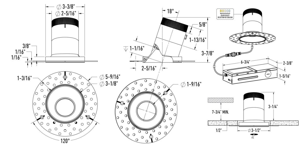 Encastré modulaire en angle 3" Versa