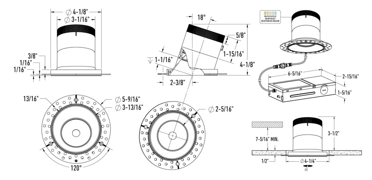 Encastré modulaire en angle 4" Versa