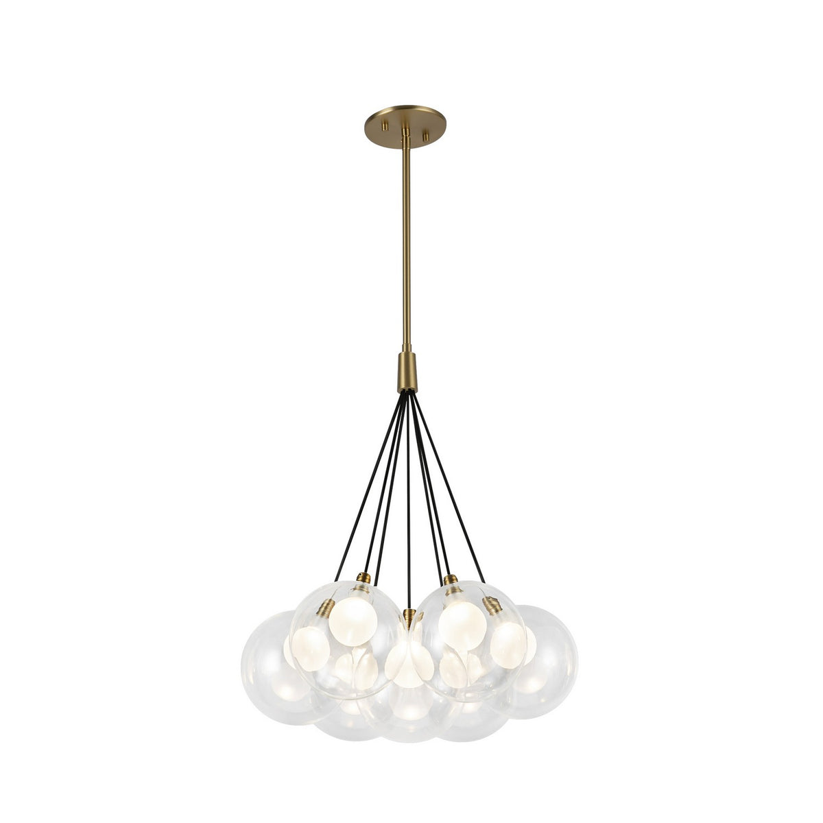 Lustre Bolla Or brossé, Verre transparent à l'extérieur, opale à l'intérieur, 16 1/2" – vue 2