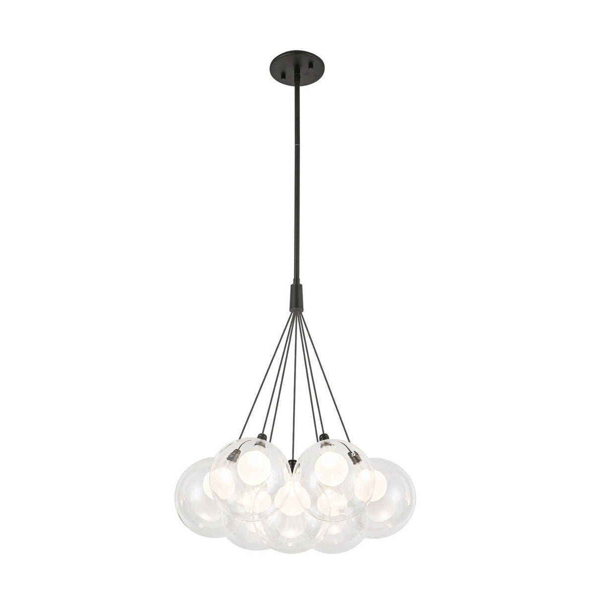 Lustre Bolla Noir, Verre transparent à l'extérieur, opale à l'intérieur, 16 1/2" – vue 2