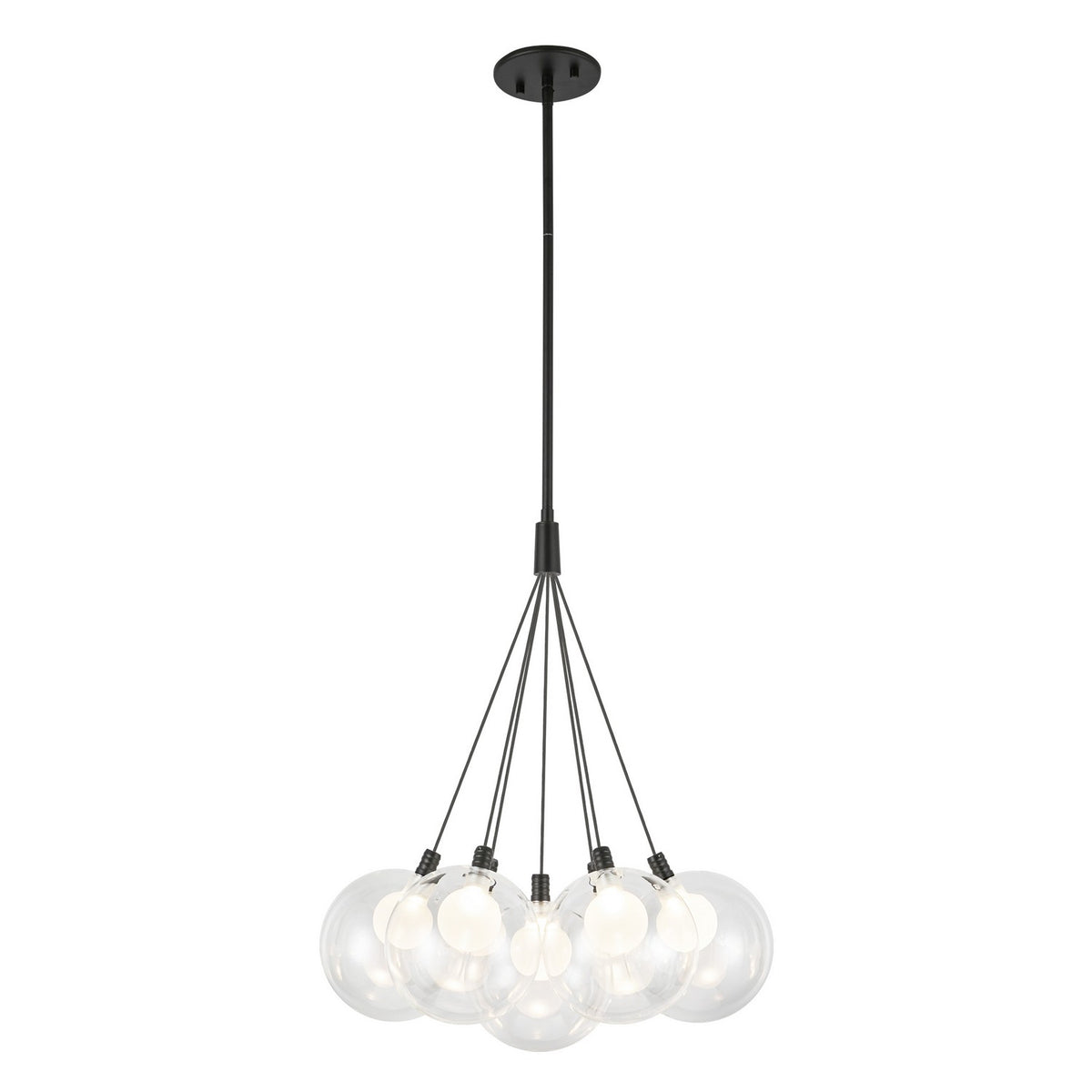 Lustre Bolla Noir, Verre transparent à l'extérieur, opale à l'intérieur, 16 1/2" – Kuzco Lighting
