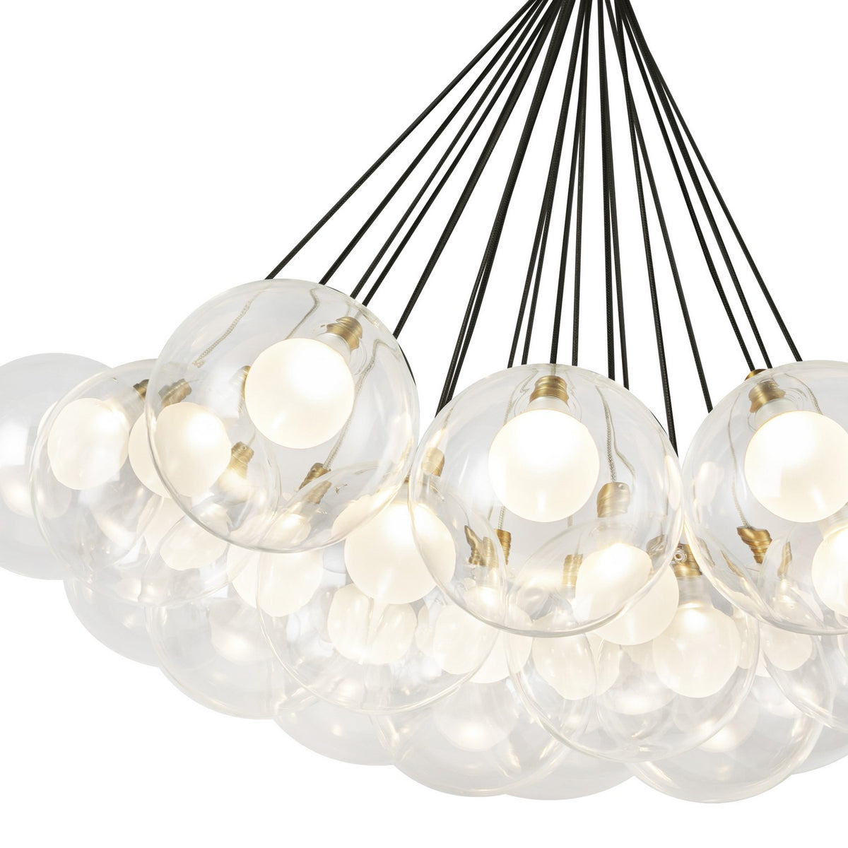 Lustre Bolla Or brossé, Verre transparent à l'extérieur, opale à l'intérieur, 28" – vue 3