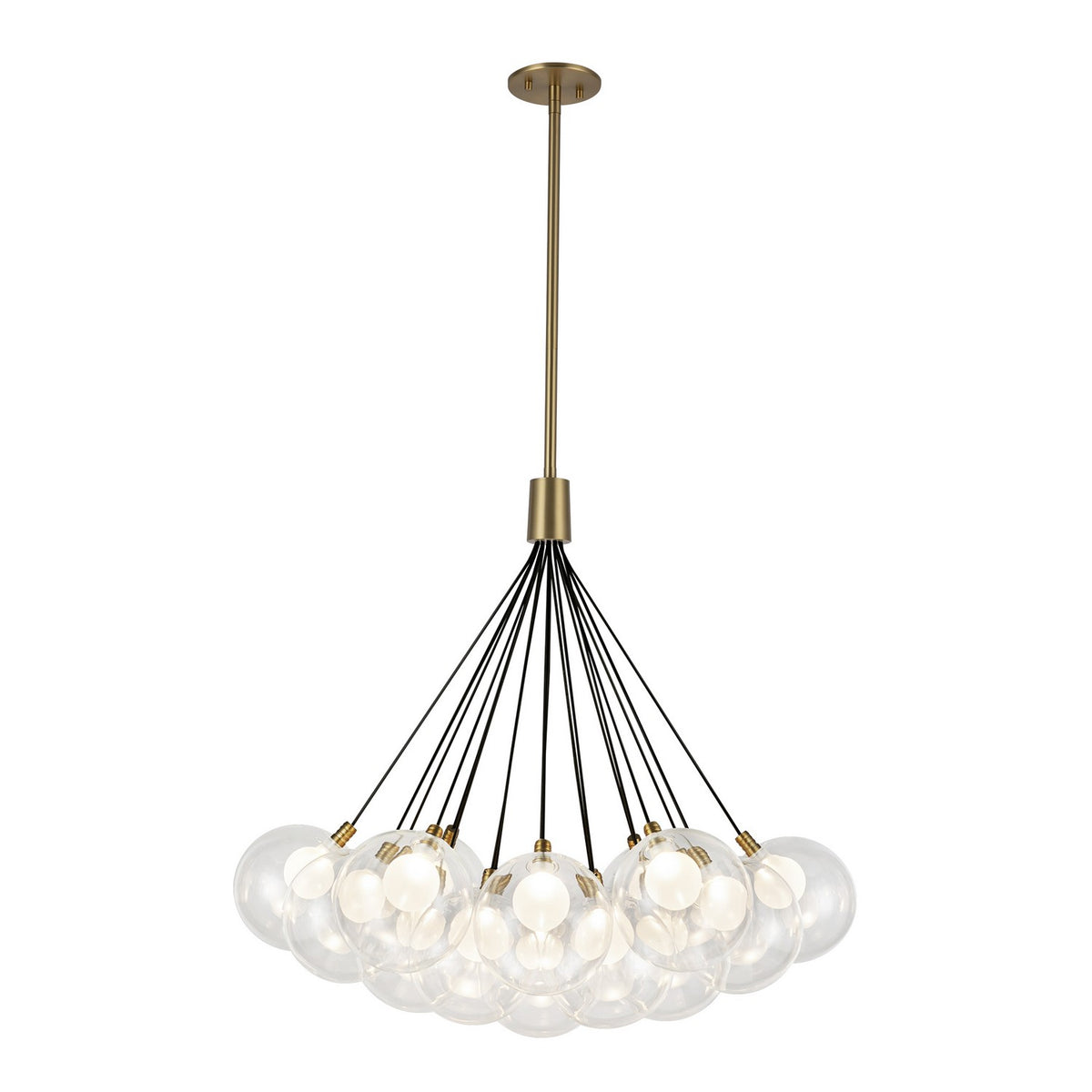 Lustre Bolla Or brossé, Verre transparent à l'extérieur, opale à l'intérieur, 28" – Kuzco Lighting