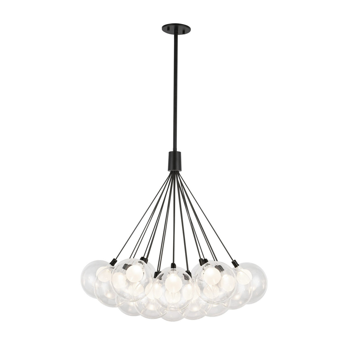 Lustre Bolla Noir, Verre transparent à l'extérieur, opale à l'intérieur, 28" – Kuzco Lighting