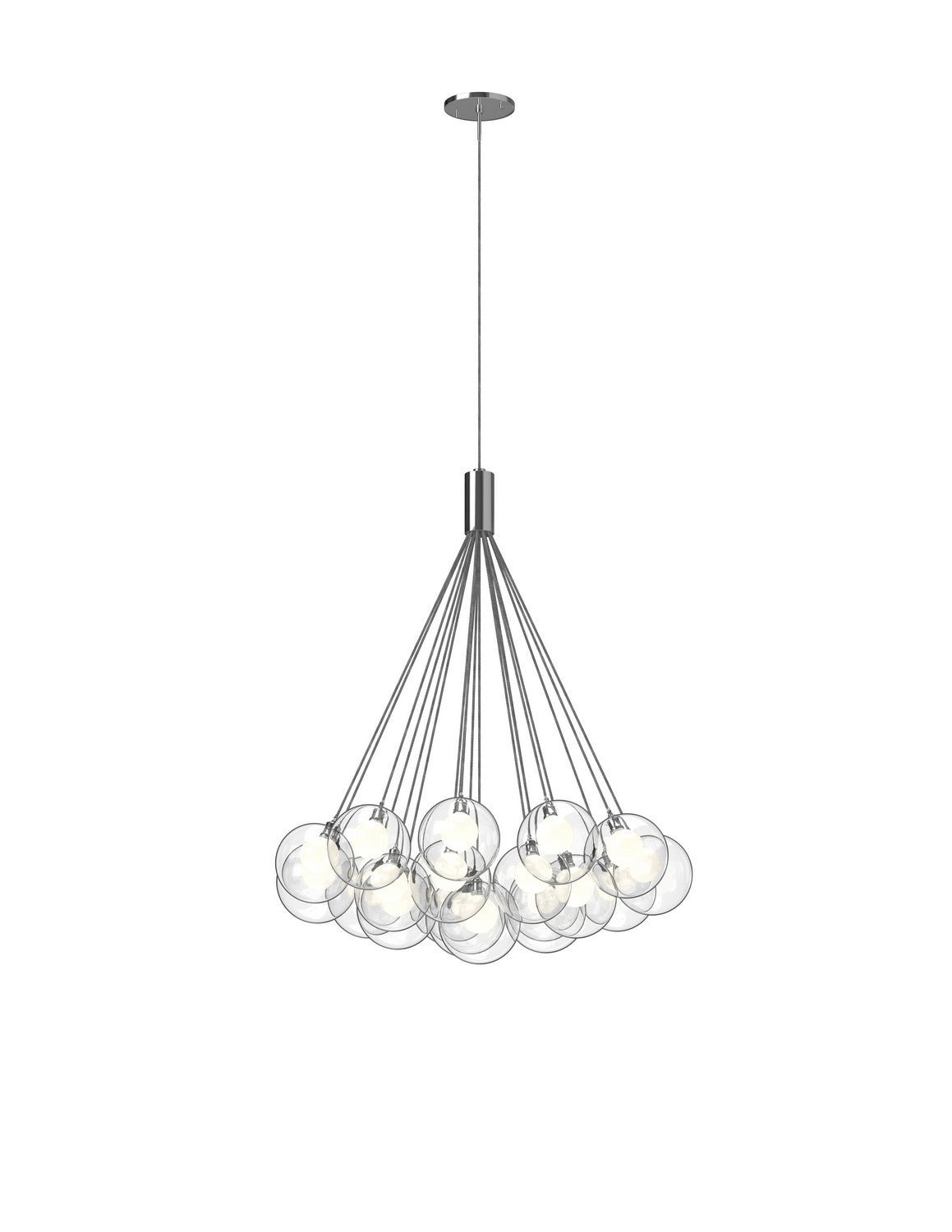 Lustre Bolla Chrome, Verre transparent à l'extérieur, opale à l'intérieur, 28" – vue 2