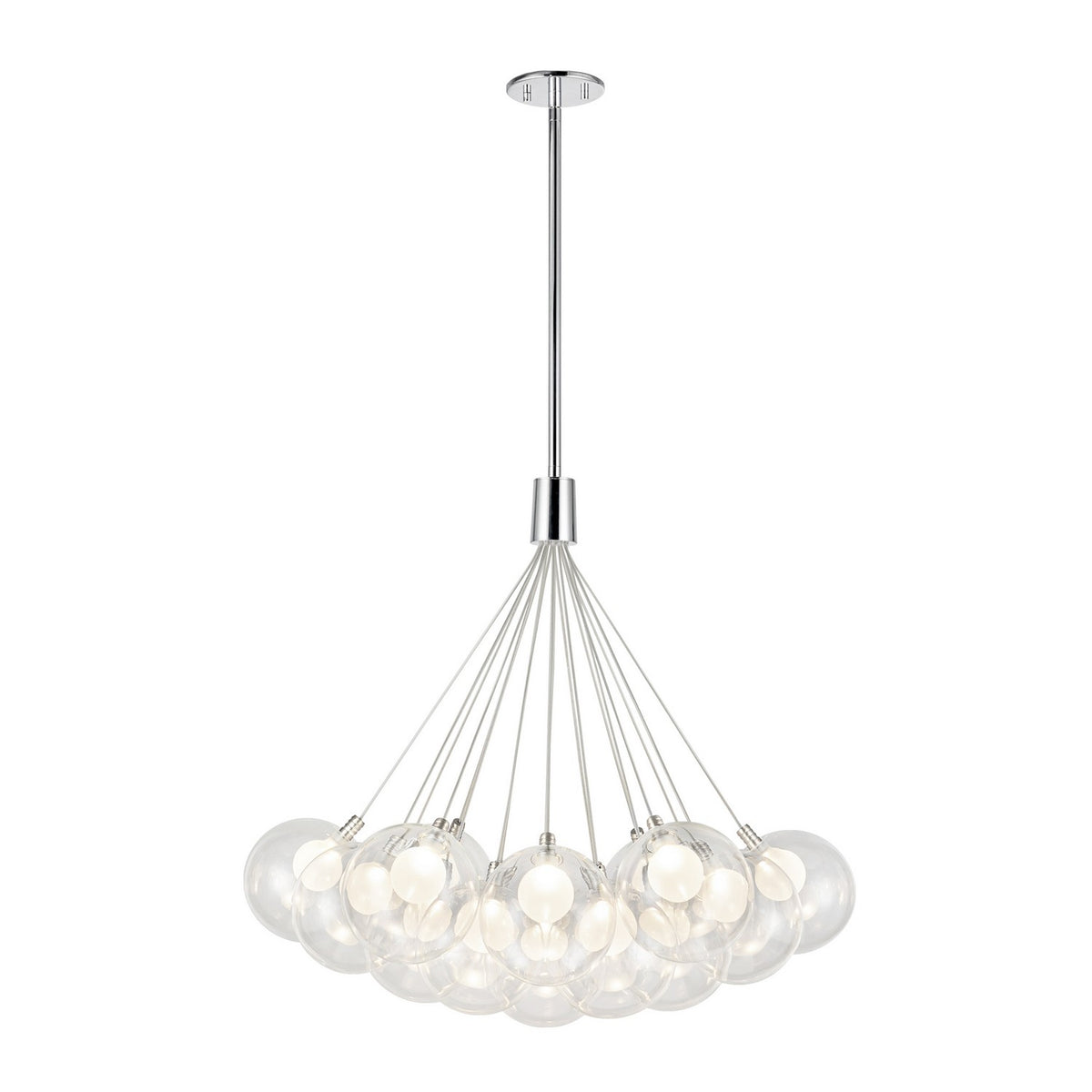 Lustre Bolla Chrome, Verre transparent à l'extérieur, opale à l'intérieur, 28" – Kuzco Lighting