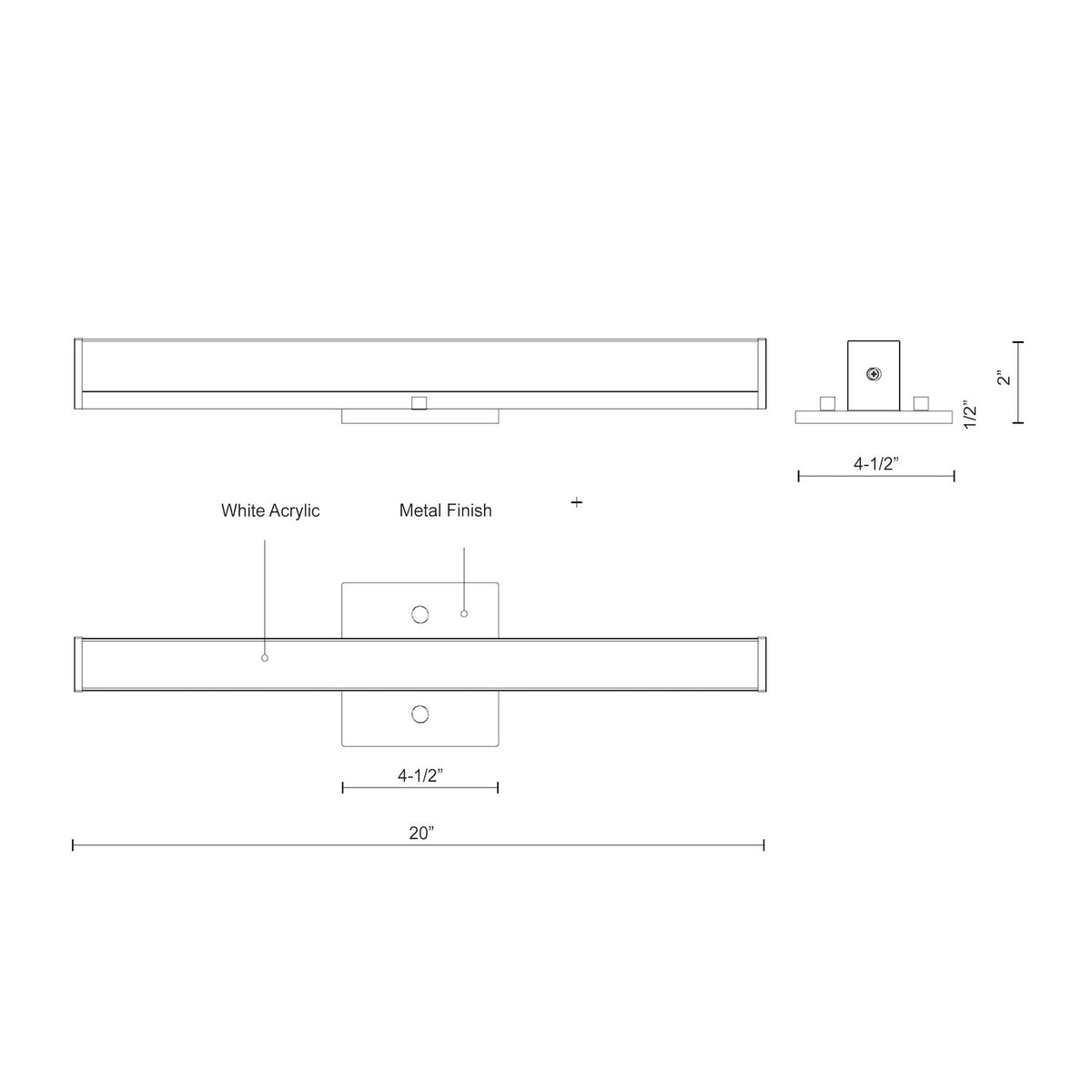 Barre d'éclairage de salle de bain Jane-Slim 20" – vue 3
