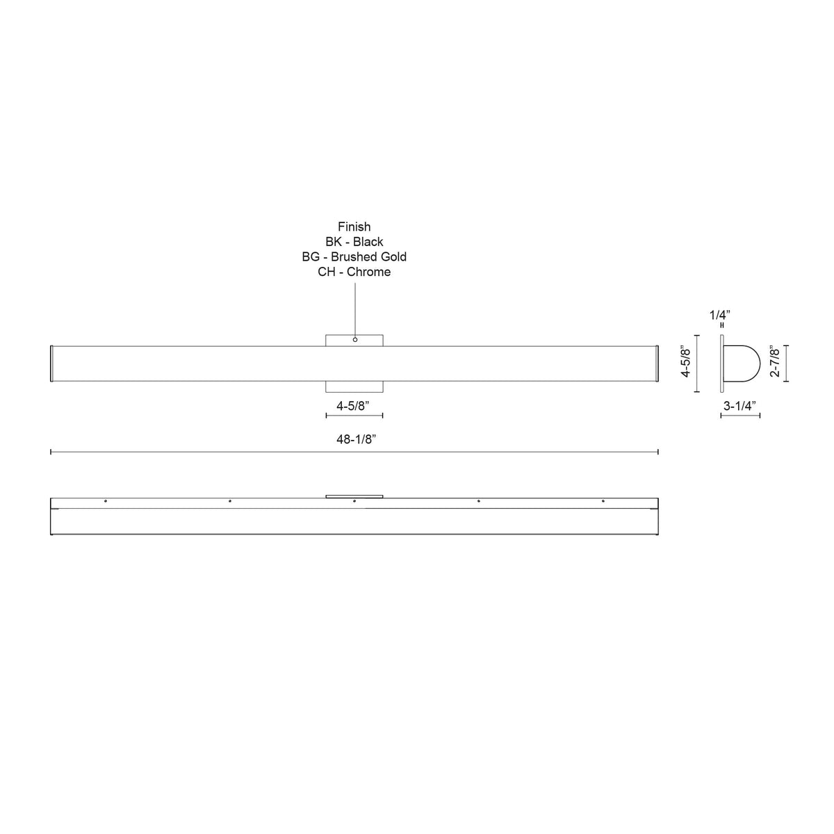 Barre d'éclairage de salle de bain Longitude Noir, 48 1/8" – vue 2