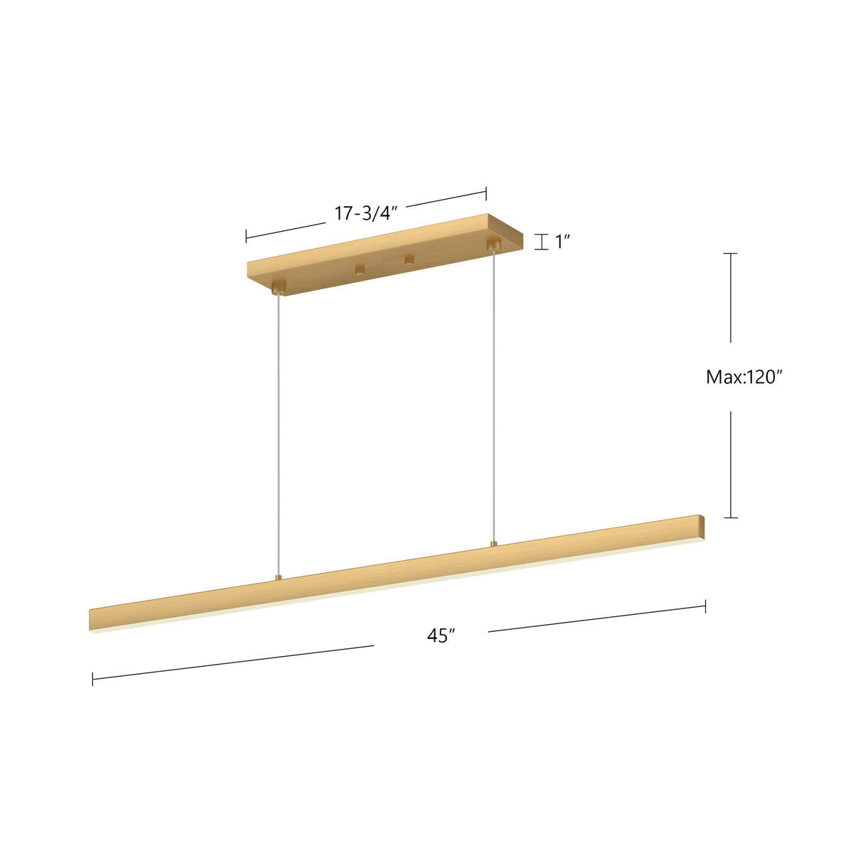 Suspension linéaire Vega Or brossé, 45", 3000K – vue 4