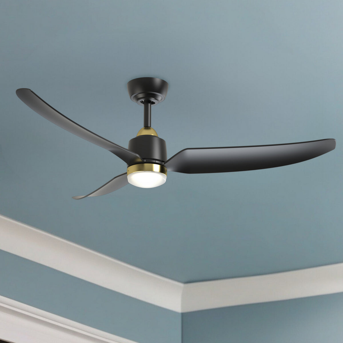 Ventilateur de plafond Hugo Oui, Or brossé / Noir, 52" – vue 5