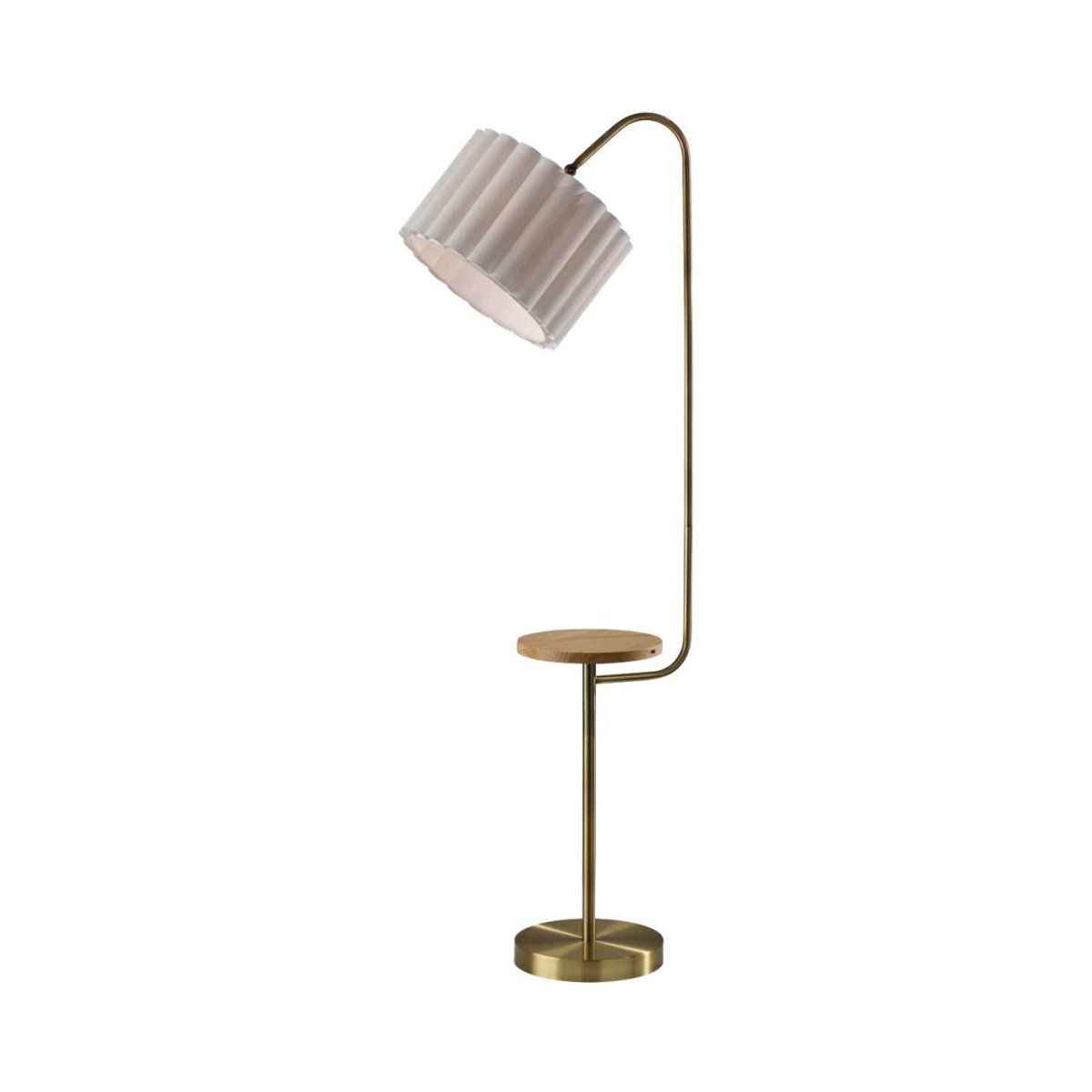 Lampe de plancher Caldwell - Laiton et bois naturel by Adesso | Luminaires & cie