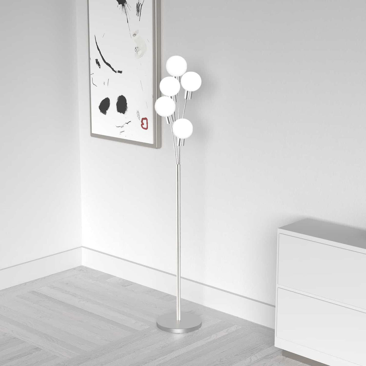 Lampe sur pied 306F Chrome satiné – vue 2