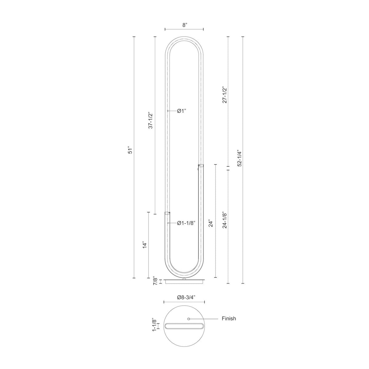 Torchère Huron Or brossé – vue 3