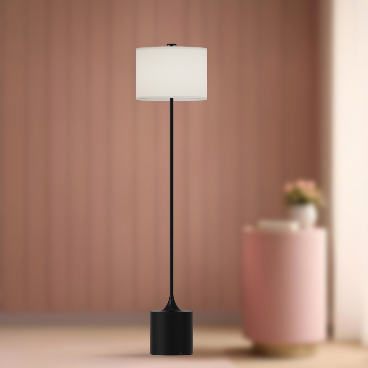 Lampe de plancher Issa - Lin noir / ivoire mat by Alora Lighting | Luminaires & cie
