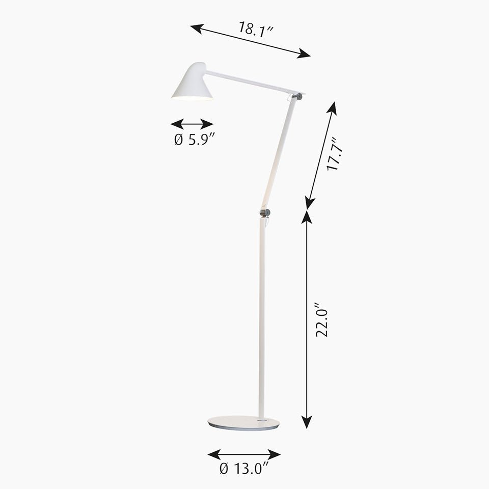 Lampe de plancher NJP - Gris aluminium pâle Blanc Chaud (2700K) by Louis Poulsen | Luminaires & cie
