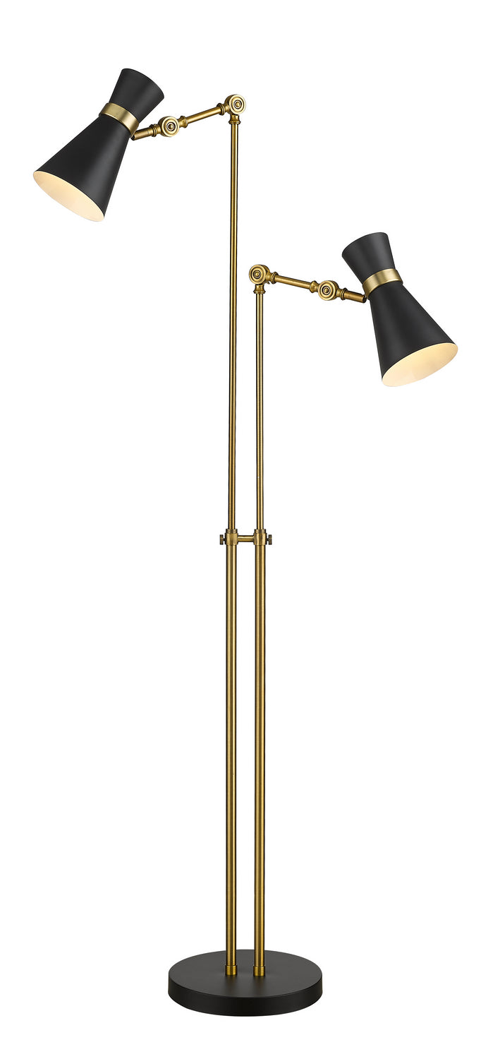 Lampe sur pied Soriano Noir mat + Laiton patrimoine – Z-Lite