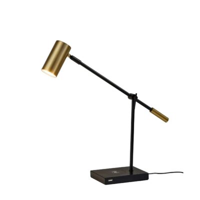 Lampe de table COLLETTE - Noir et laiton antique by Adesso | Luminaires & cie