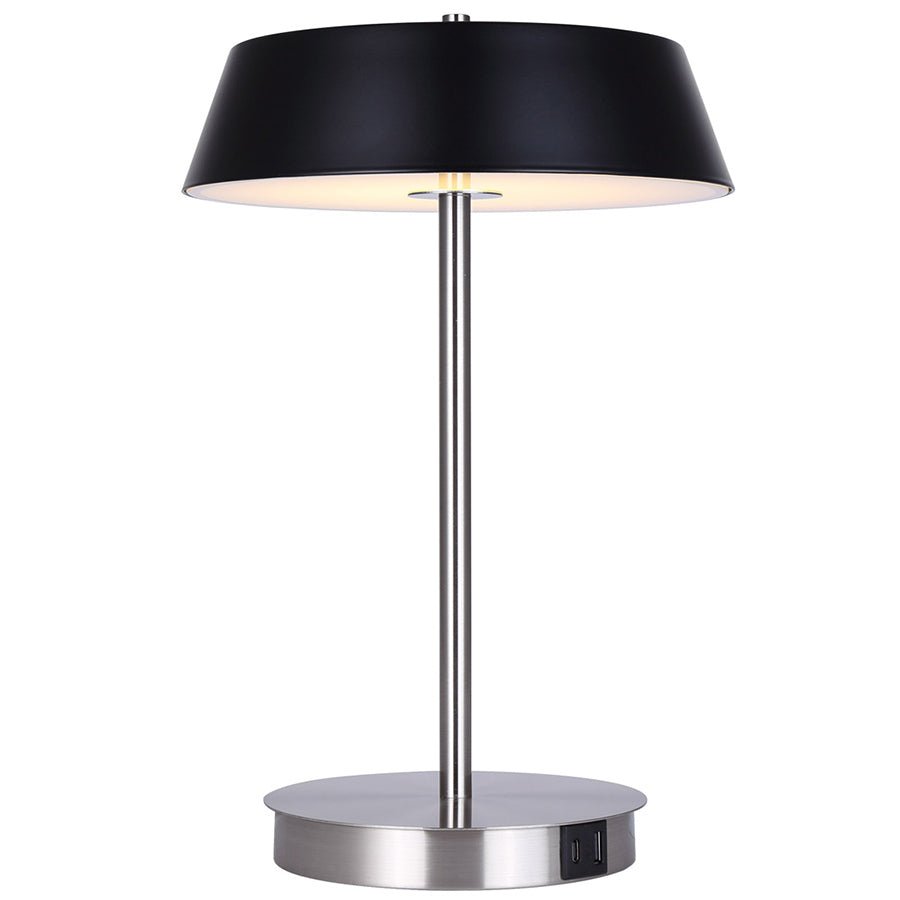 Lampe de table Jessa - Nickel brossé et noir by Canarm | Luminaires & cie