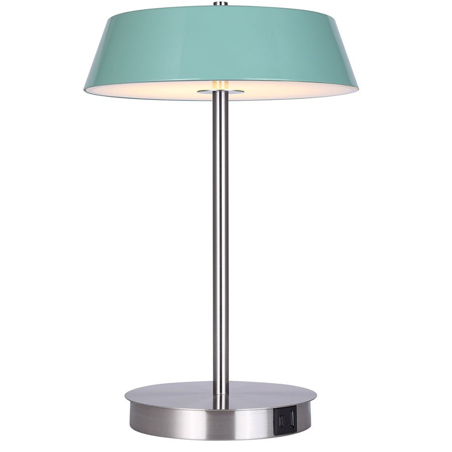 Lampe de table Jessa - Nickel brossé et sarcelle by Canarm | Luminaires & cie