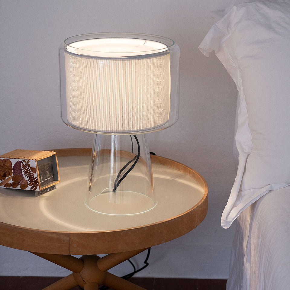 Lampe de table Mercer - Coton blanc plissé Mercer M (16"H) by Marset | Luminaires & cie