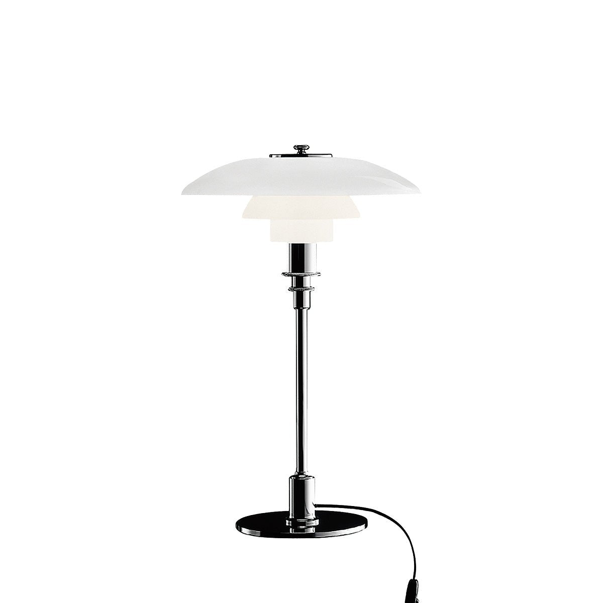 Lampe de table PH 3½ - 2½ Glass - Plaqué chrome haute brillance by Louis Poulsen | Luminaires & cie