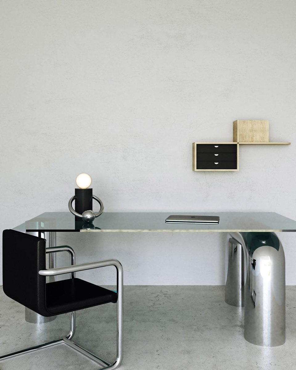 Lampe de table Septum - Noir mat / chrome by Kuzco Lighting | Luminaires & cie