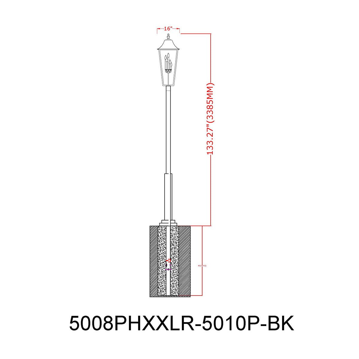 Lampe extérieure sur poteau Gannon XXL