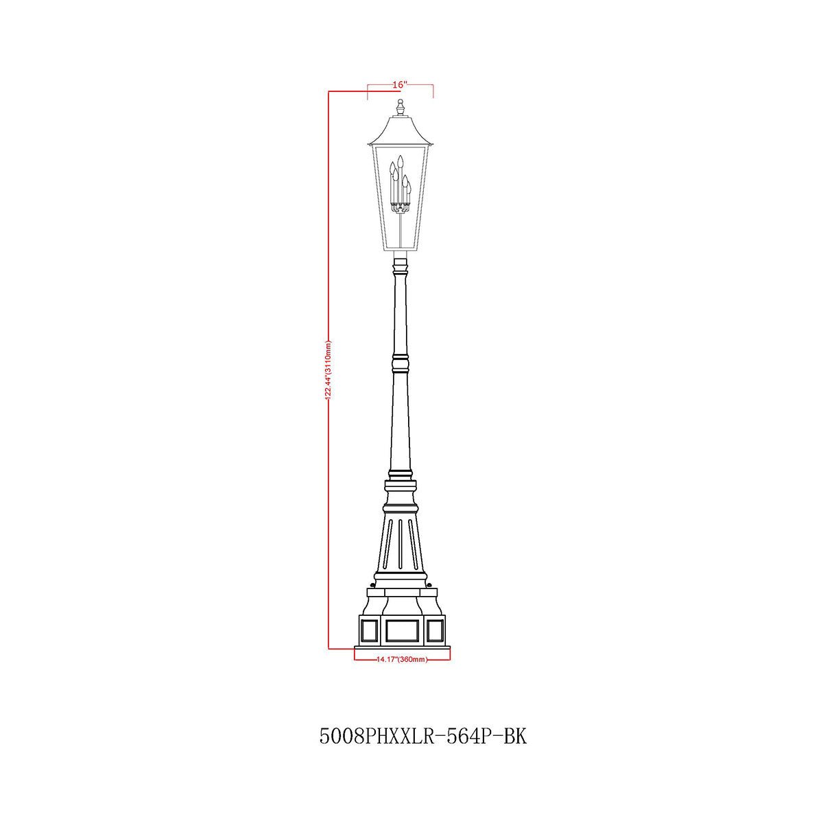 Lampe extérieure sur poteau Gannon XXL