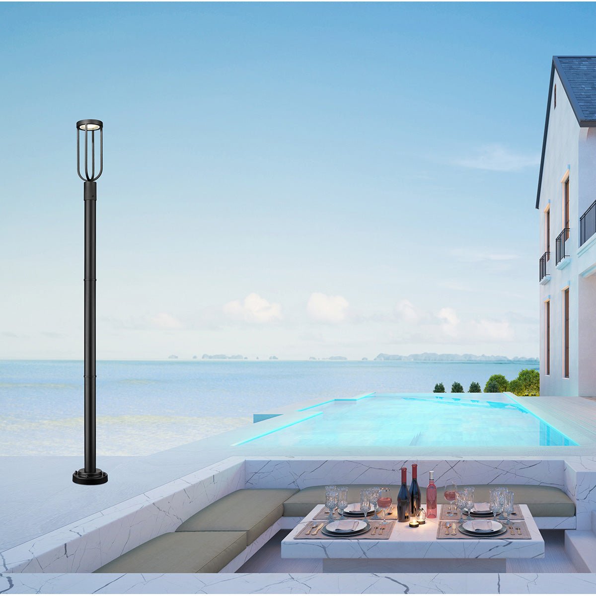 Lampe extérieure sur poteau Leland M