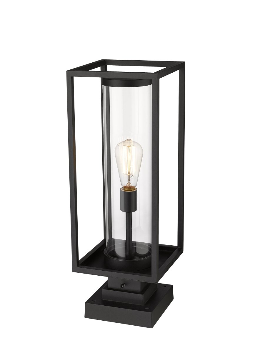 Lanterne extérieure sur socle Dunbroch - Carré Bronze foncé + Laiton extérieur 22 3/4" by Z-Lite | Luminaires & cie