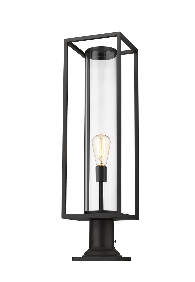 Lanterne extérieure sur socle Dunbroch - Carré Bronze foncé + Laiton extérieur 22 3/4" by Z-Lite | Luminaires & cie