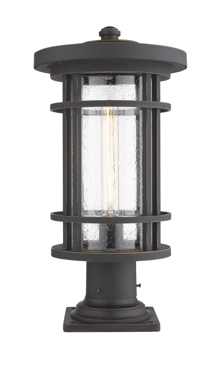 Lanterne extérieure sur socle Jordan - Carré Bronze huilé 10" by Z-Lite | Luminaires & cie