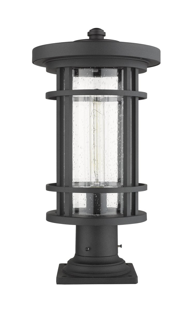 Lanterne extérieure sur socle Jordan - Rond Noir 12" by Z-Lite | Luminaires & cie