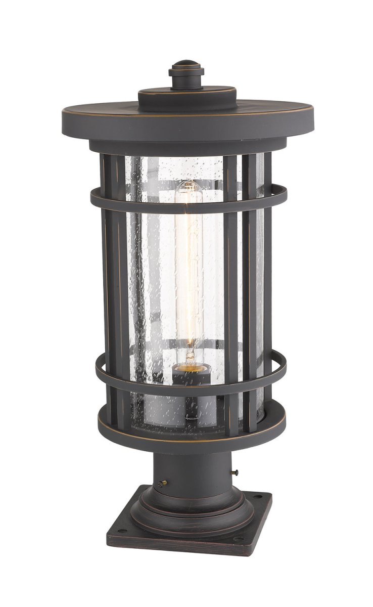Lanterne extérieure sur socle Jordan - Rond Noir 12" by Z-Lite | Luminaires & cie