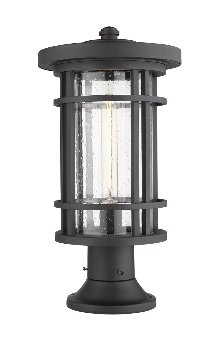 Lanterne extérieure sur socle Jordan - Rond Noir 12" by Z-Lite | Luminaires & cie
