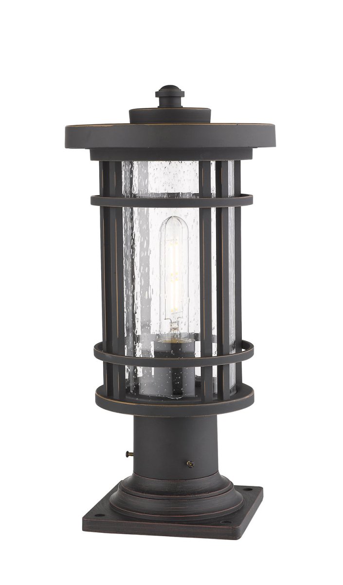 Lanterne extérieure sur socle Jordan - Rond Noir 12" by Z-Lite | Luminaires & cie