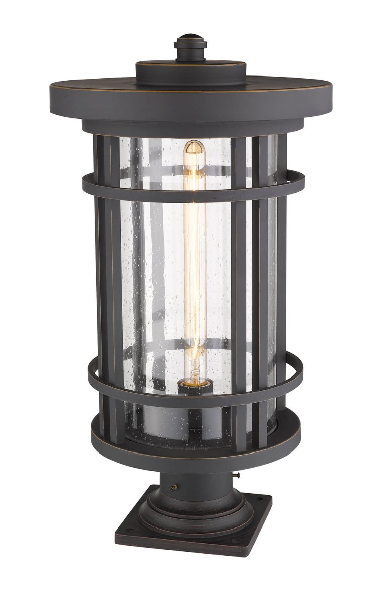 Lanterne extérieure sur socle Jordan - Rond Noir 12" by Z-Lite | Luminaires & cie