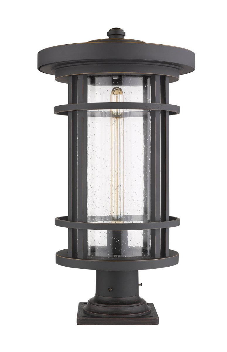 Lanterne extérieure sur socle Jordan - Rond Noir 12" by Z-Lite | Luminaires & cie