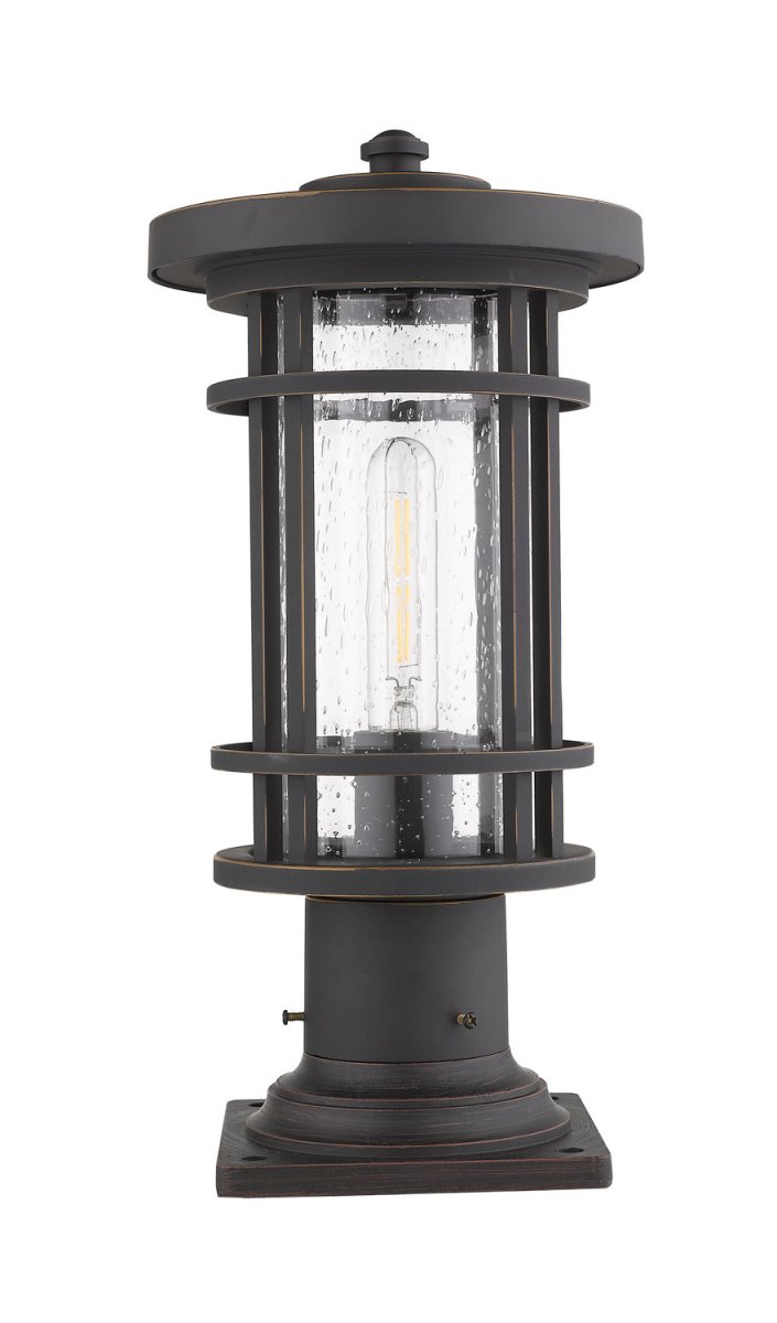 Lanterne extérieure sur socle Jordan - Rond Noir 12" by Z-Lite | Luminaires & cie