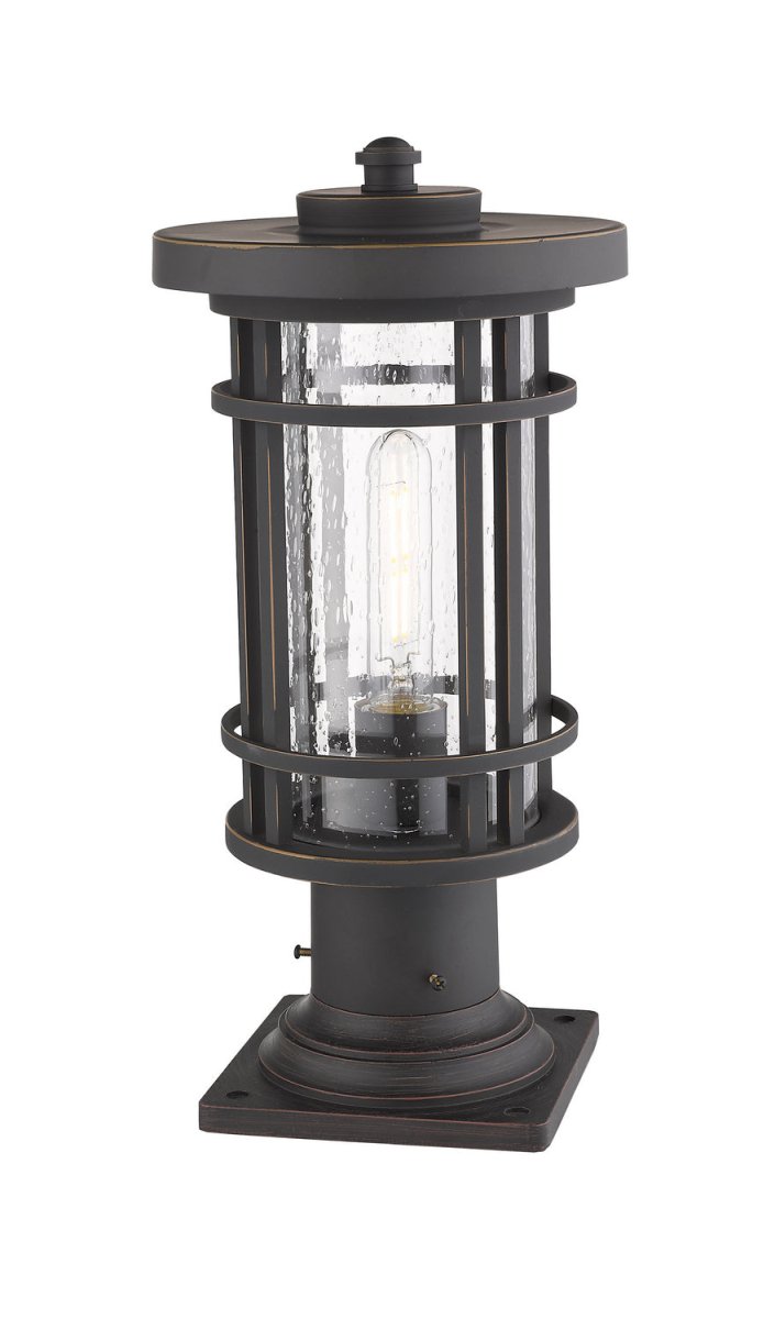 Lanterne extérieure sur socle Jordan - Rond Noir 12" by Z-Lite | Luminaires & cie