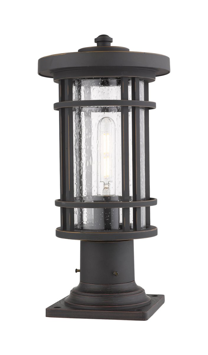 Lanterne extérieure sur socle Jordan - Rond Noir 12" by Z-Lite | Luminaires & cie