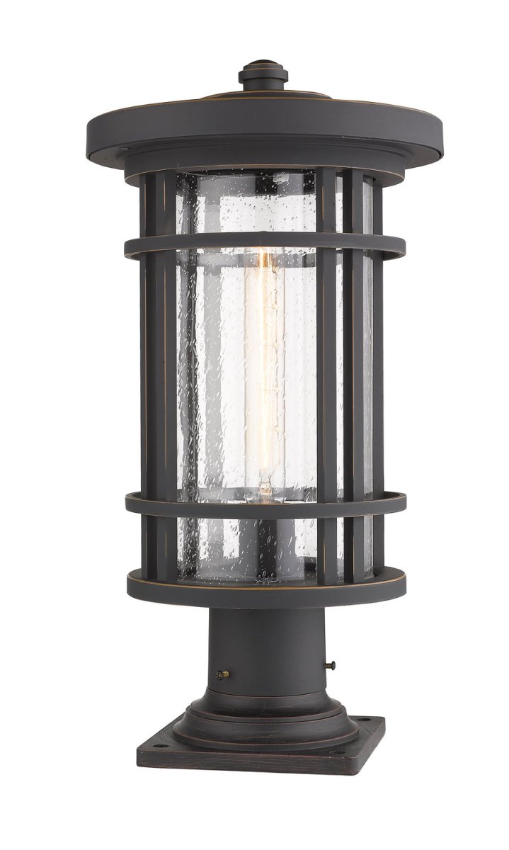 Lanterne extérieure sur socle Jordan - Rond Noir 12" by Z-Lite | Luminaires & cie