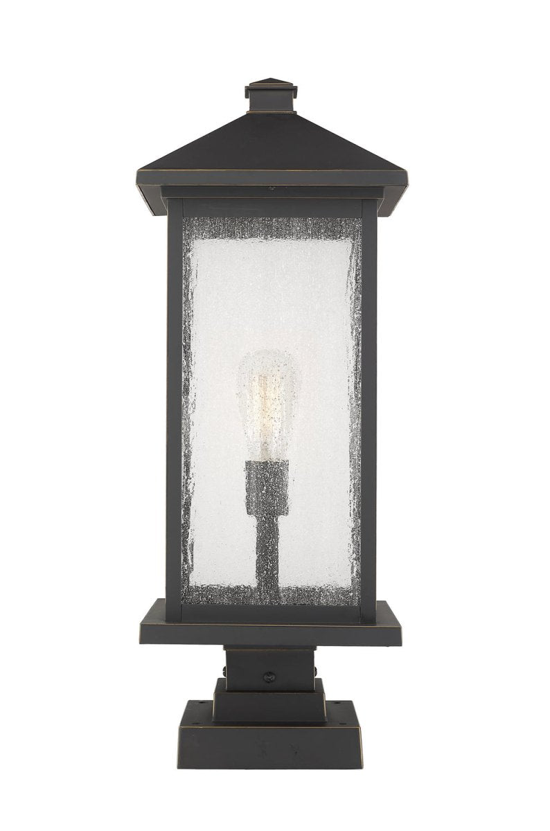 Lanterne extérieure sur socle Portland - Bronze huilé 9 1/2" 25" by Z-Lite | Luminaires & cie