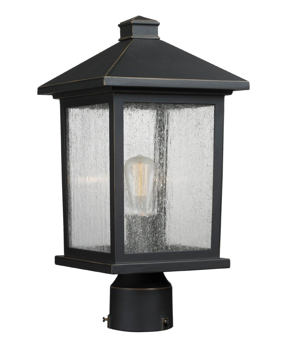 Lanterne extérieure sur socle Portland - Bronze huilé 8" 16" by Z-Lite | Luminaires & cie
